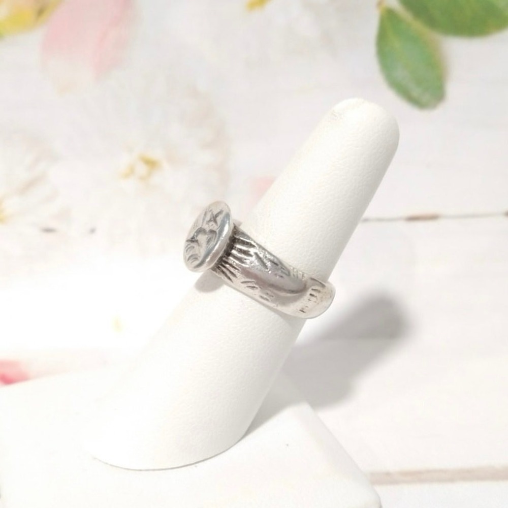 Antique Seal Ring Solid Silver Initials Mono Fran… - image 5